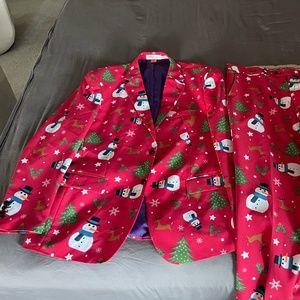 Opposites Slim-Fit Holiday Suit & Tie - Size: 46R
